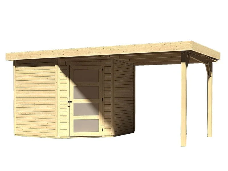 Karibu Gartenhaus Schwandorf 5 natur mit Anbaudach 2,25 Meter - Image 2