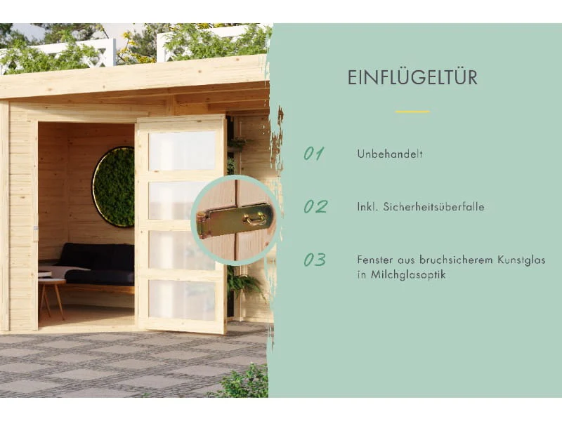 Karibu Gartenhaus Schwandorf 5 natur mit Anbaudach 2,25 Meter - Image 6