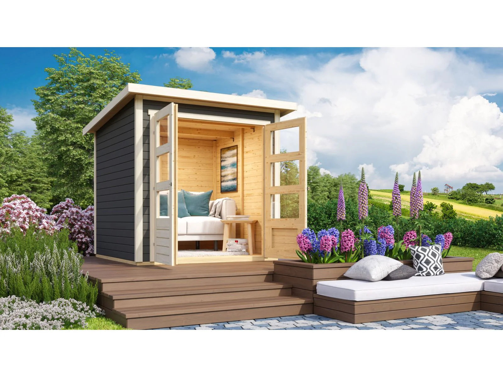 Karibu Gartenhaus Stockach 2 terragrau