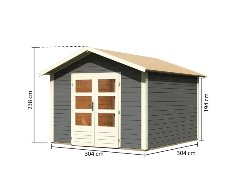 Karibu Gartenhaus Talkau 8 in terragrau 28 mm - Image 2