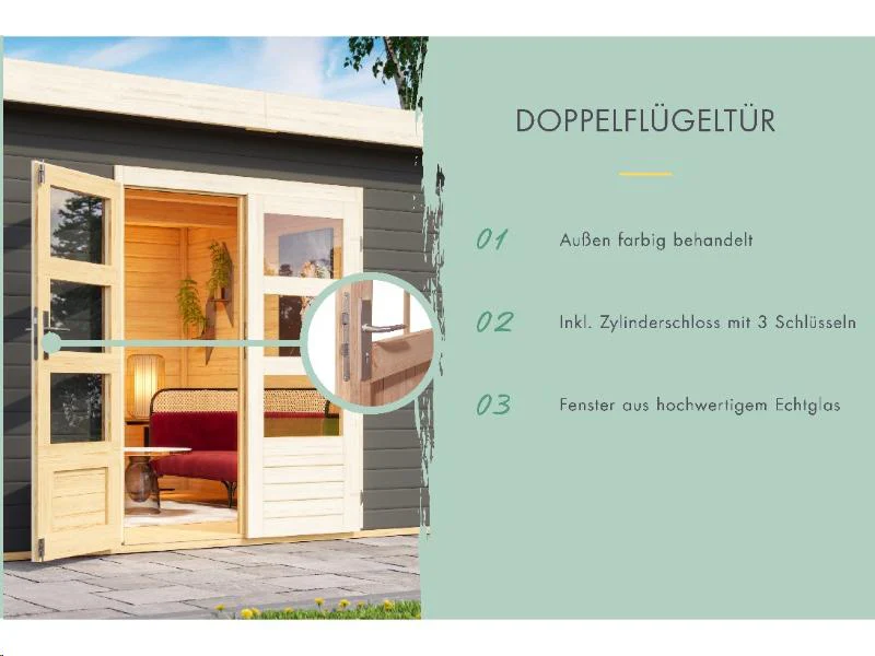Karibu Gartenhaus Talkau 8 in terragrau 28 mm - Image 4