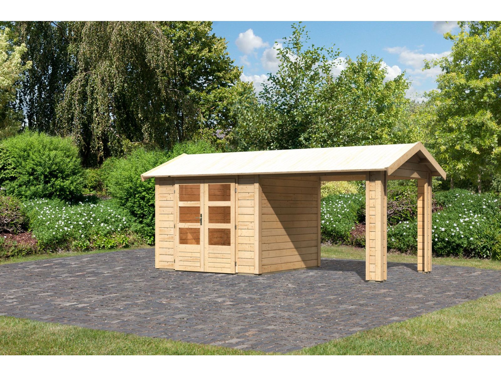 Karibu Gartenhaus Theres 3 natur- 1 Dachbausbauelement - Image 2
