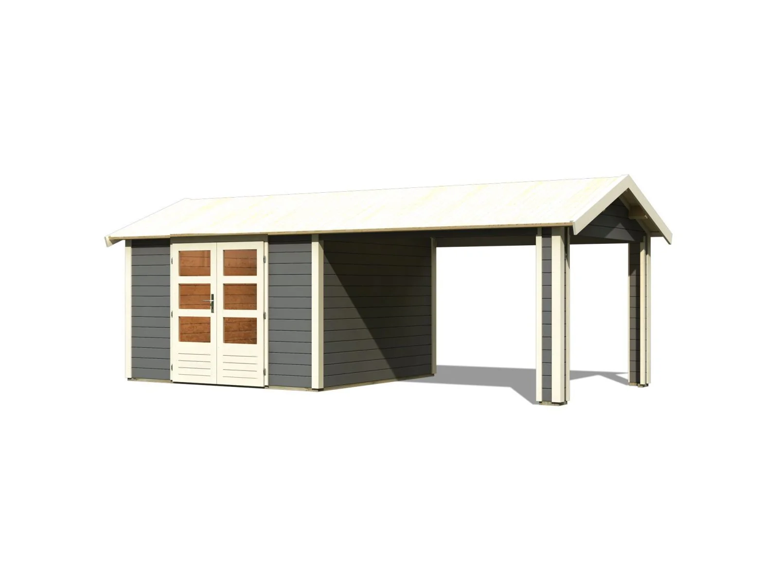 Karibu Gartenhaus Theres 7 terragrau- 1 Dachbausbauelement - Image 4
