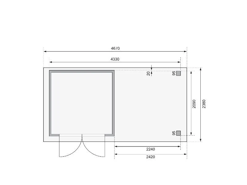 Karibu Gartenhaus Timmo, naturbelassen, inkl. Anbaudach 2,40 Meter - Image 4
