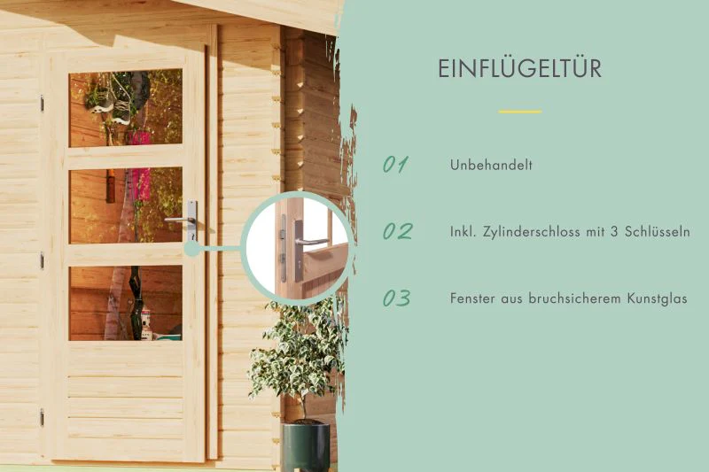 Karibu Gartenhaus Tintrup 2-Raum-Haus natur 28 mm - Image 7
