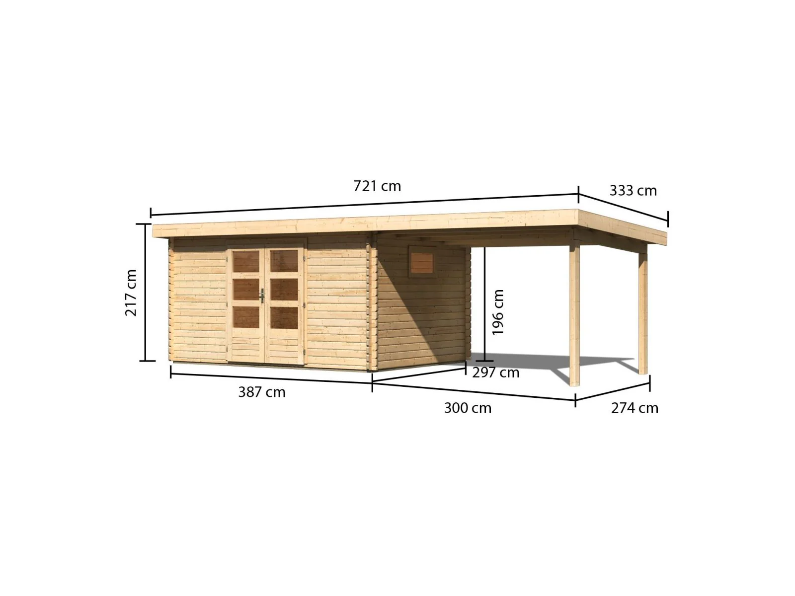 Karibu Gartenhaus Trittau 5 inkl. Anbaudach 3,3 m - Image 3