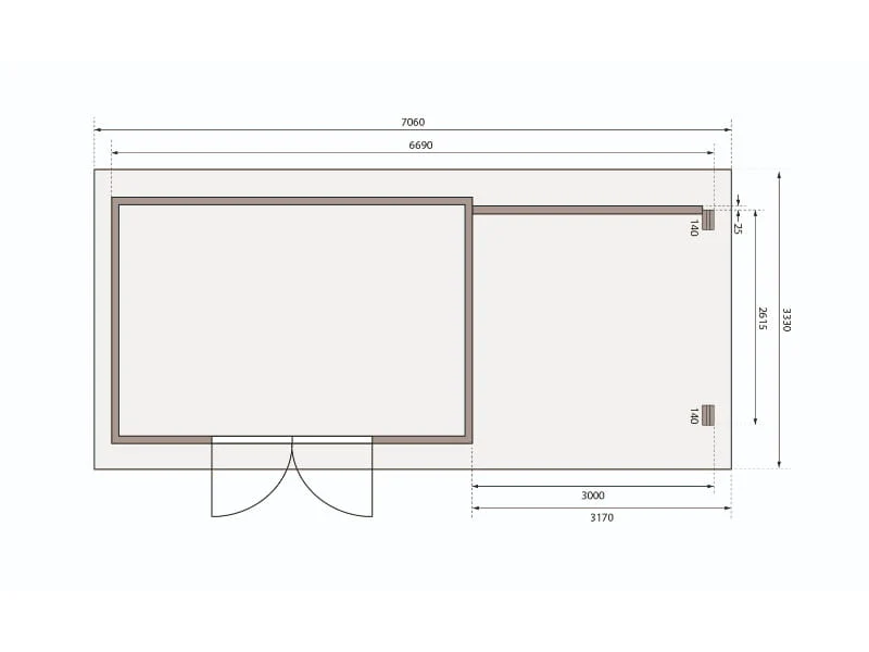 Karibu Gartenhaus Trittau 5 inkl. Anbaudach 3,3 m inkl. Rückwand - Image 4