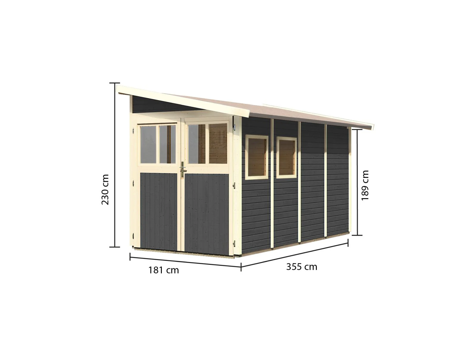 Karibu Gartenhaus Wandlitz 4 terragrau 19 mm - Image 3