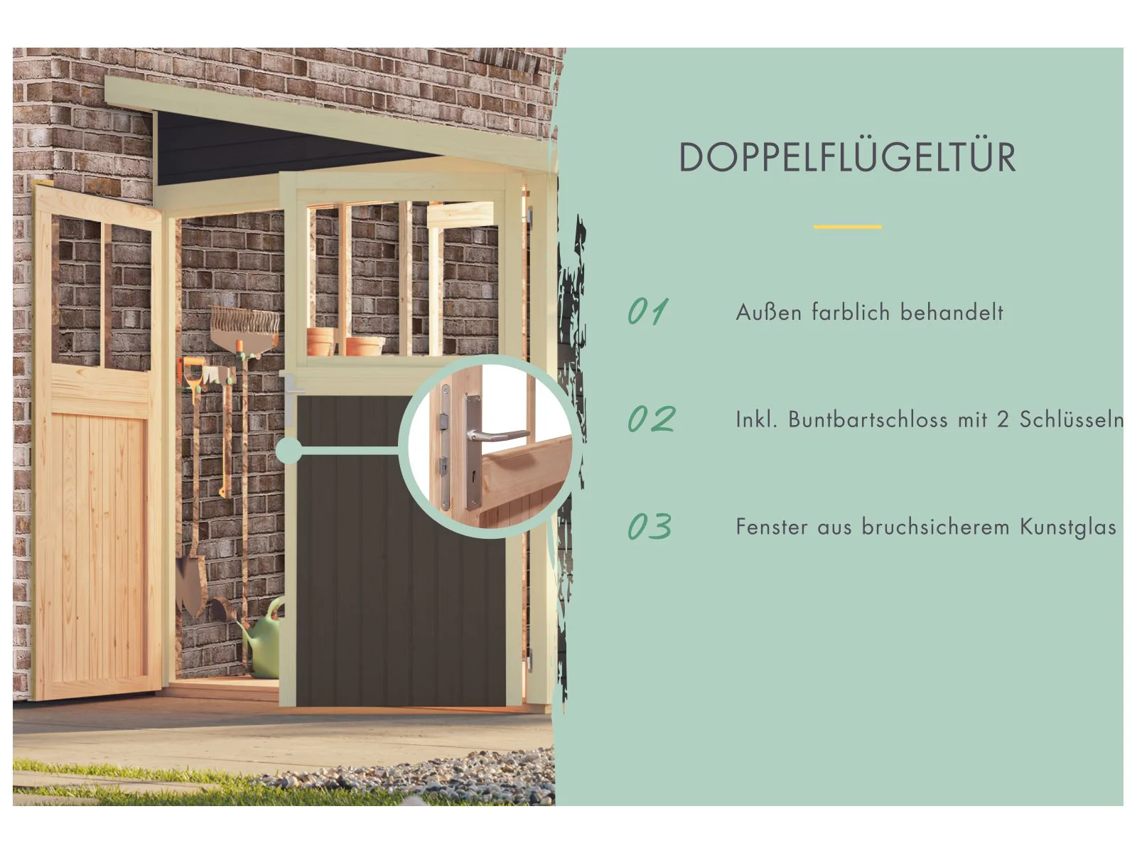 Karibu Gartenhaus Wandlitz 4 terragrau 19 mm - Image 8