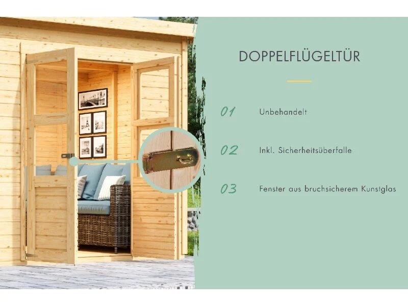 Karibu Gerätehaus Amrum, naturbelassen, 14 mm - Image 4