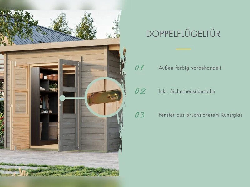 Karibu Gerätehaus Amrum, naturgrau, 14 mm - Image 5