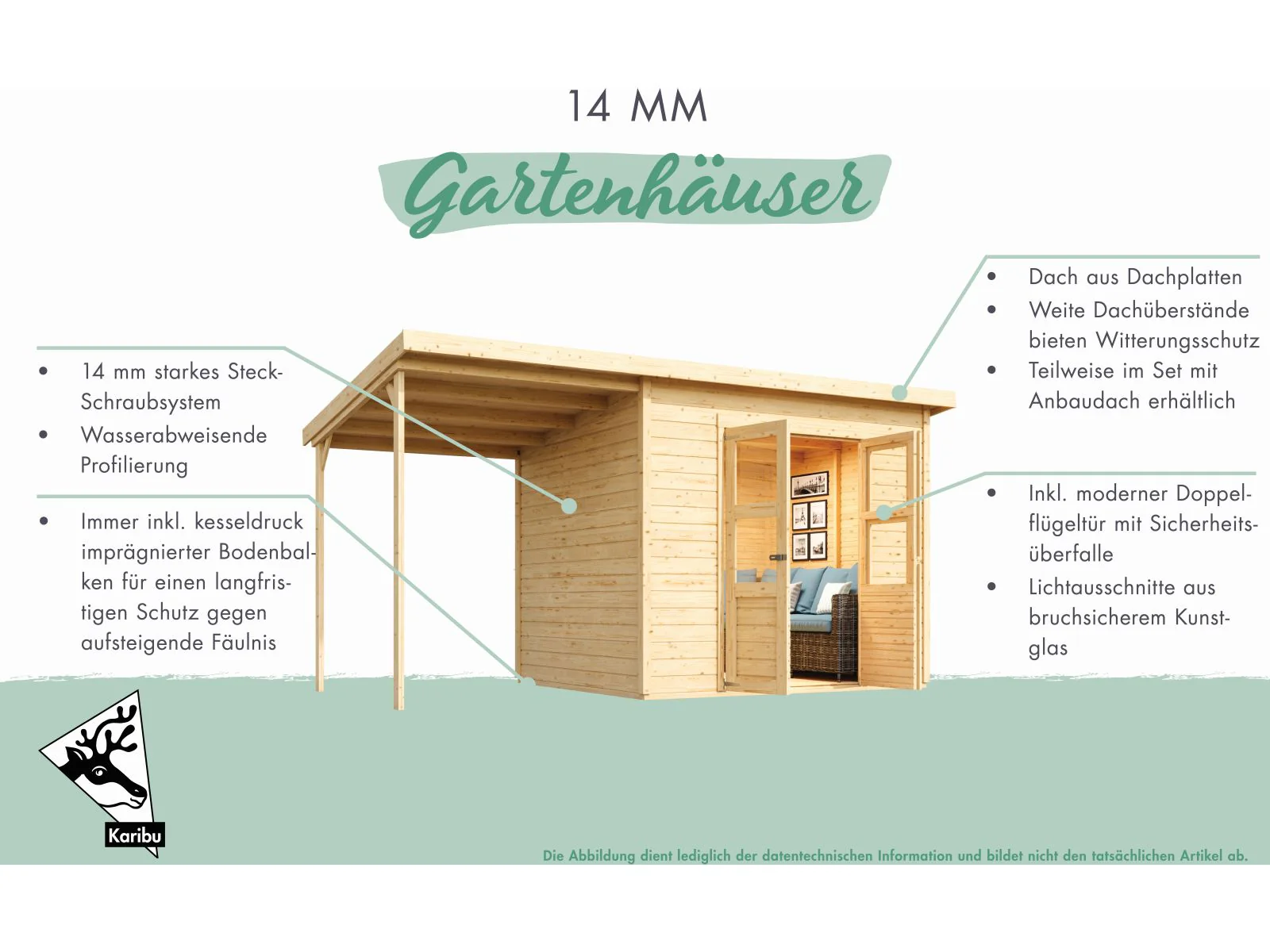 Karibu Gerätehaus Dalin 1 natur 14 mm - Image 6