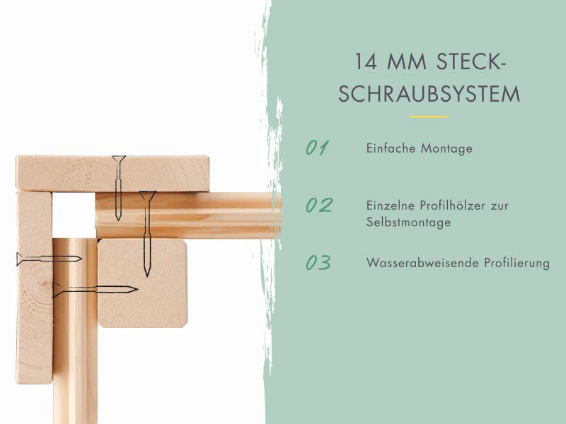Karibu Gerätehaus Merseburg 2 SET mit Anbaudach, vorvergraut - Image 10