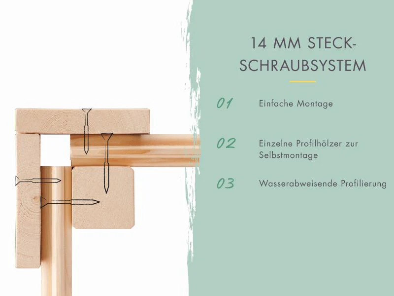 Karibu Gerätehaus Merseburg 3 SET mit Anbaudach, vorvergraut - Image 10