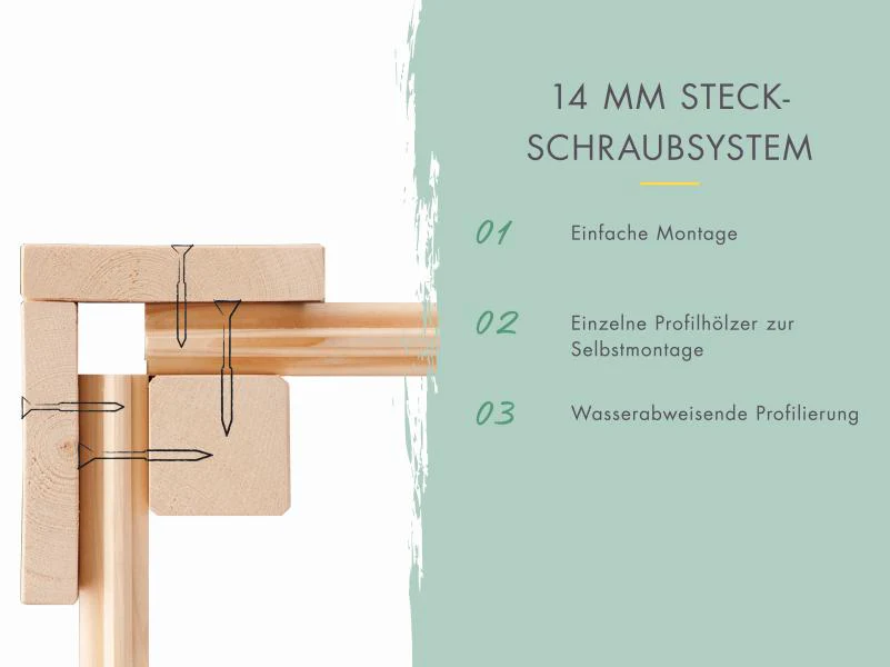 Karibu Gerätehaus Merseburg 4, vorvergraut, 14 mm - Image 10