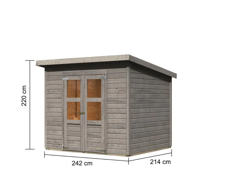 Karibu Gerätehaus Merseburg 5, vorvergraut, 14 mm - Image 3