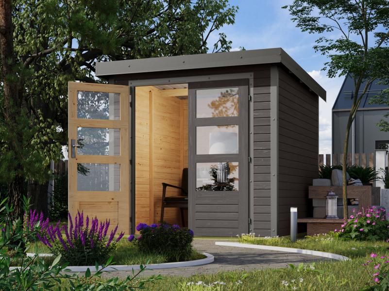 Karibu Hybrid Gartenhaus Jupiter 2 B terragrau/graualuminium - Image 2
