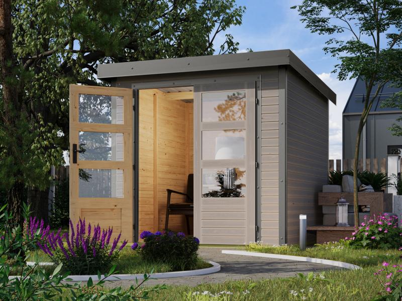 Karibu Hybrid Gartenhaus Jupiter 2 D wassergrau/graualuminium - Image 2