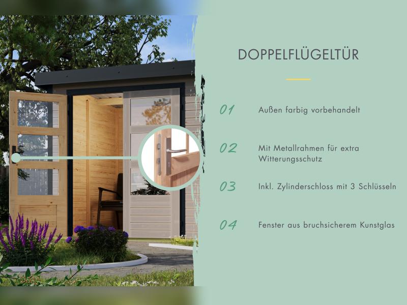 Karibu Hybrid Gartenhaus Jupiter 2 D wassergrau/staubgrau - Image 6