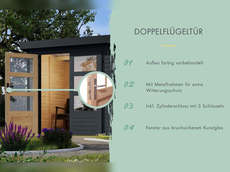 Karibu Hybrid Gartenhaus Jupiter 3,5 C anthrazit/anthrazit, inkl. 2,35 m Anbaudach - Image 6