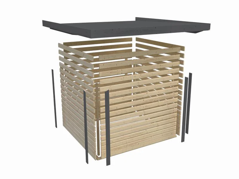 Karibu Hybrid Gartenhaus Jupiter 3,5 D wassergrau/graualuminium, inkl. 2,35 m Anbaudach - Image 7