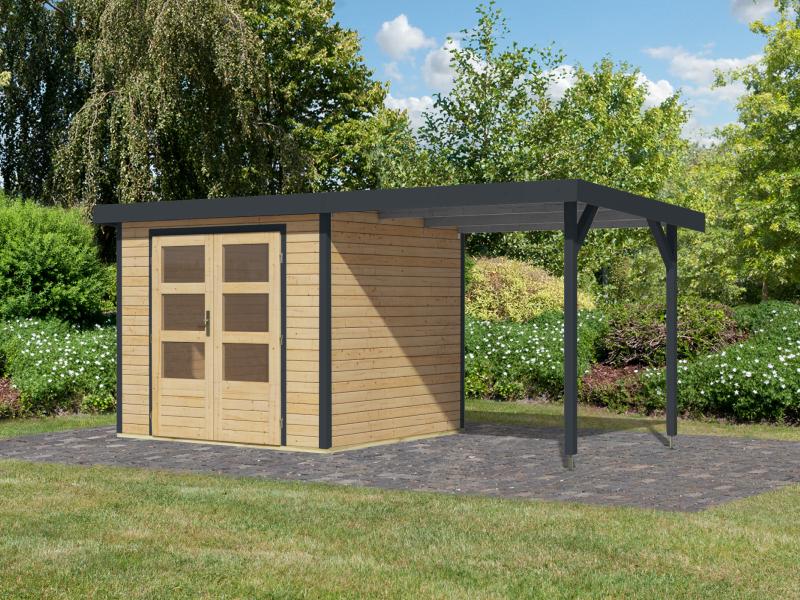 Karibu Hybrid Gartenhaus Jupiter 3 A naturbelassen/anthrazit inkl. 2,35 m Anbaudach - Image 7