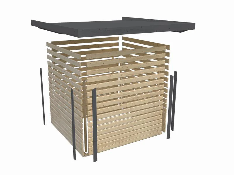 Karibu Hybrid Gartenhaus Jupiter 3 B terragrau/graualuminium inkl. 2,35 m Anbaudach - Image 10