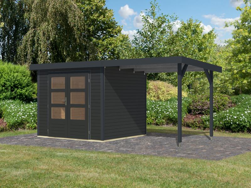 Karibu Hybrid Gartenhaus Jupiter 3 C anthrazit/anthrazit inkl. 2,35 m Anbaudach - Image 3