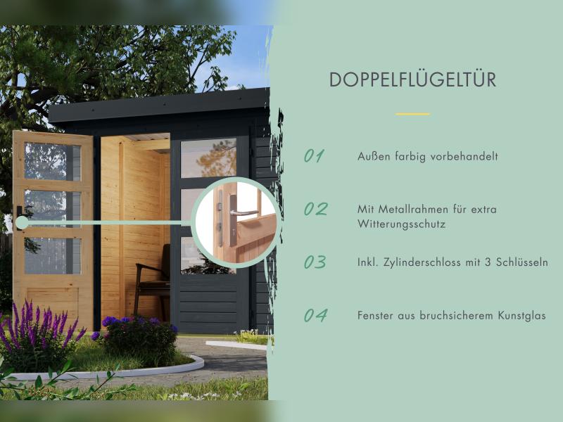 Karibu Hybrid Gartenhaus Jupiter 3 C anthrazit/anthrazit inkl. 2,35 m Anbaudach - Image 6
