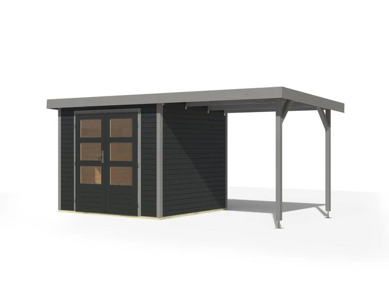 Karibu Hybrid Gartenhaus Jupiter 3 C anthrazit/graualuminium inkl. 2,35 m Anbaudach - Image 7