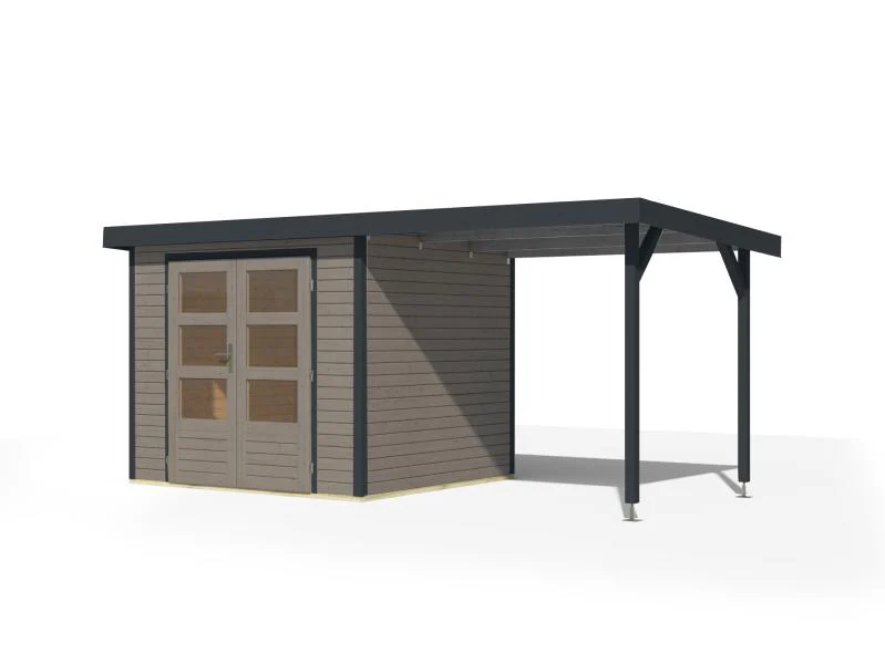 Karibu Hybrid Gartenhaus Jupiter 3 D wassergrau/anthrazit inkl. 2,35 m Anbaudach - Image 7