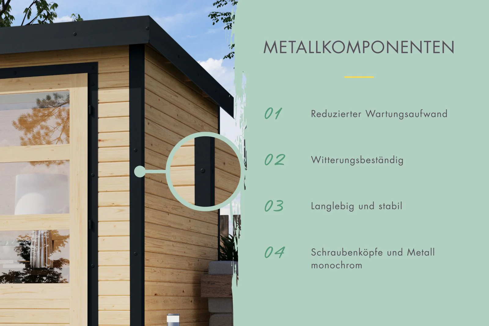 Karibu Hybrid Gartenhaus Jupiter 4 B terragrau/anthrazit, inkl. 2,35 m Anbaudach - Image 6