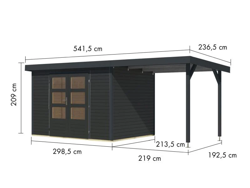 Karibu Hybrid Gartenhaus Jupiter 4 C anthrazit/anthrazit, inkl. 2,35 m Anbaudach - Image 3
