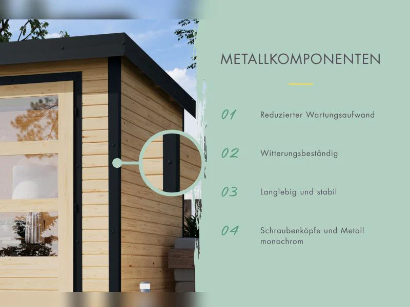Karibu Hybrid Gartenhaus Jupiter 4 D wassergrau/anthrazit, inkl. 2,35 m Anbaudach - Image 4