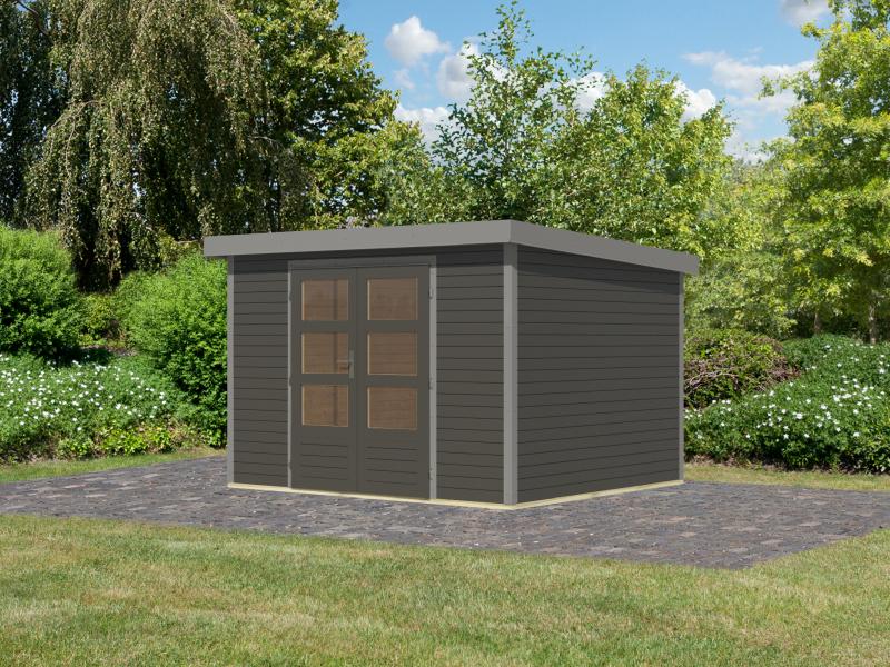 Karibu Hybrid Gartenhaus Jupiter 5 B terragrau/graualuminium - Image 2