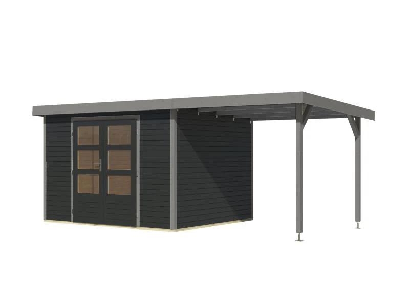 Karibu Hybrid Gartenhaus Jupiter 5 C anthrazit/graualuminium, inkl. 2,35 m Anbaudach - Image 5