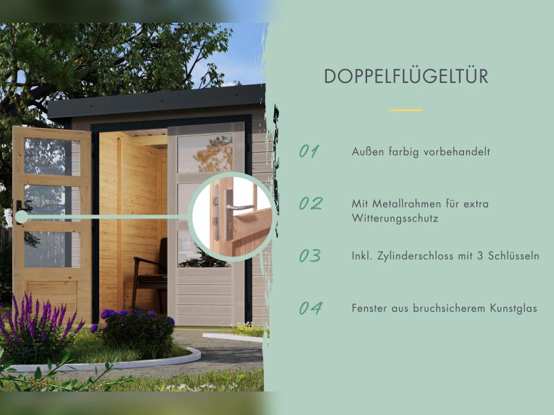 Karibu Hybrid Gartenhaus Jupiter 5 D wassergrau/anthrazit - Image 6
