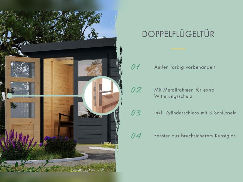 Karibu Hybrid Gartenhaus Jupiter C anthrazit/anthrazit inkl. 2,40 m Anbaudach - Image 6