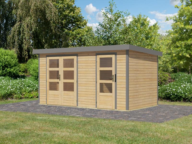 Karibu Hybrid Gartenhaus Merkur 1 A naturbelassen/graualuminium - Image 2