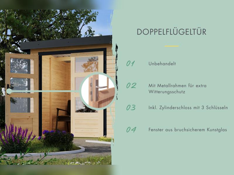 Karibu Hybrid Gartenhaus Merkur 1 A naturbelassen/graualuminium - Image 6
