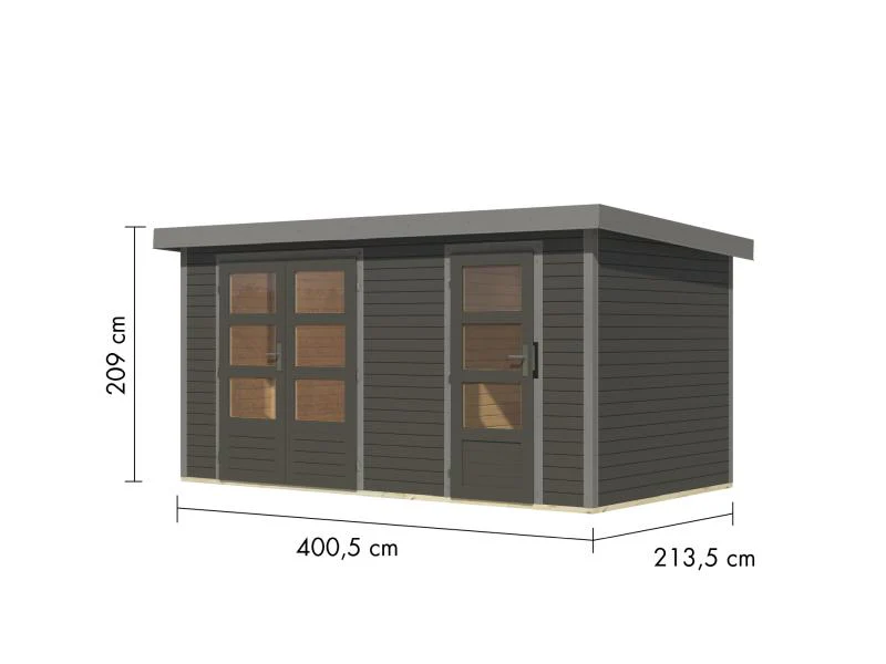 Karibu Hybrid Gartenhaus Merkur 1 B terragrau/graualuminium - Image 3