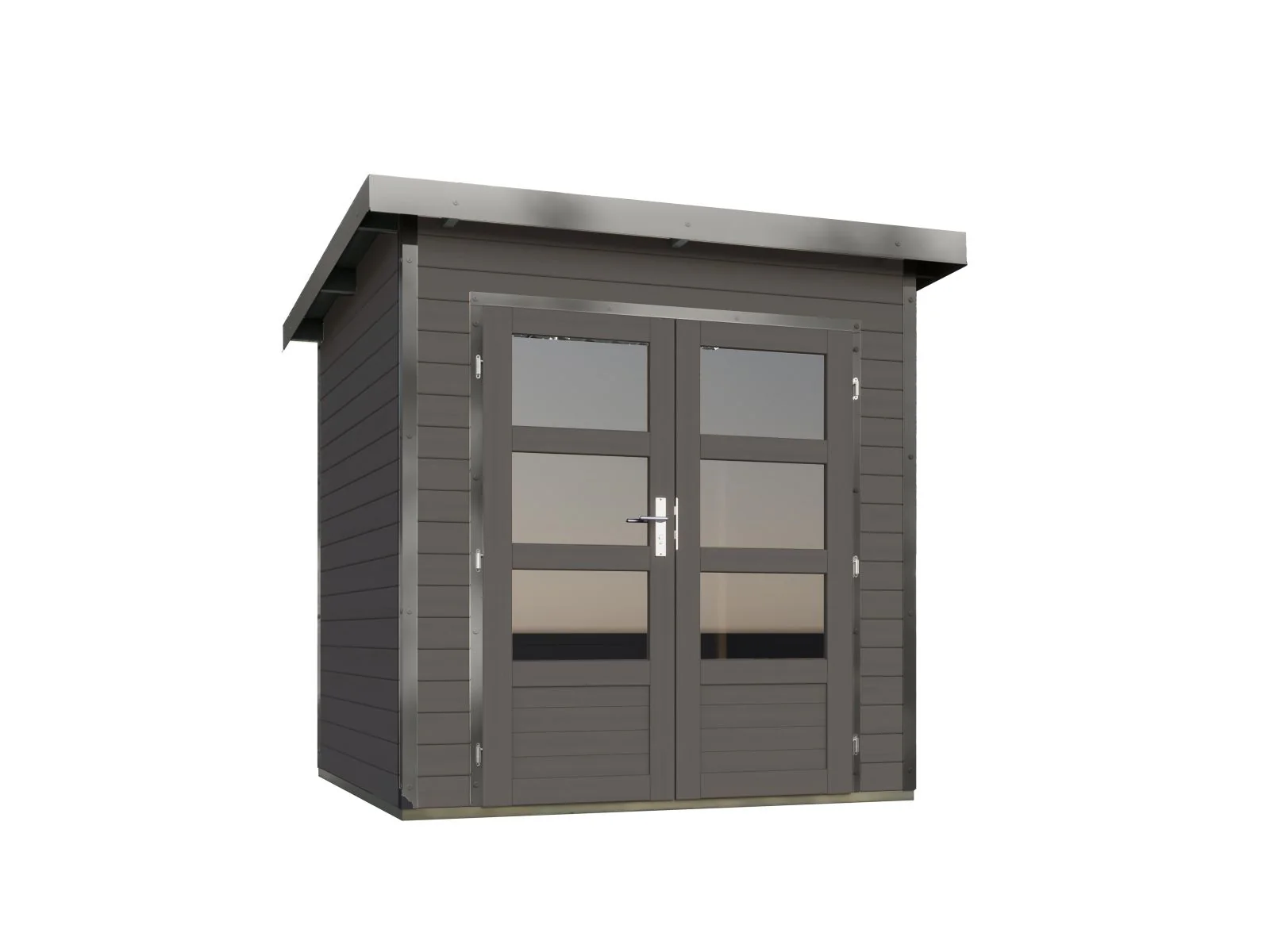 Karibu Hybrid Gartenhaus Pluto 1 B, terragrau/graualuminium, 28 mm - Image 5