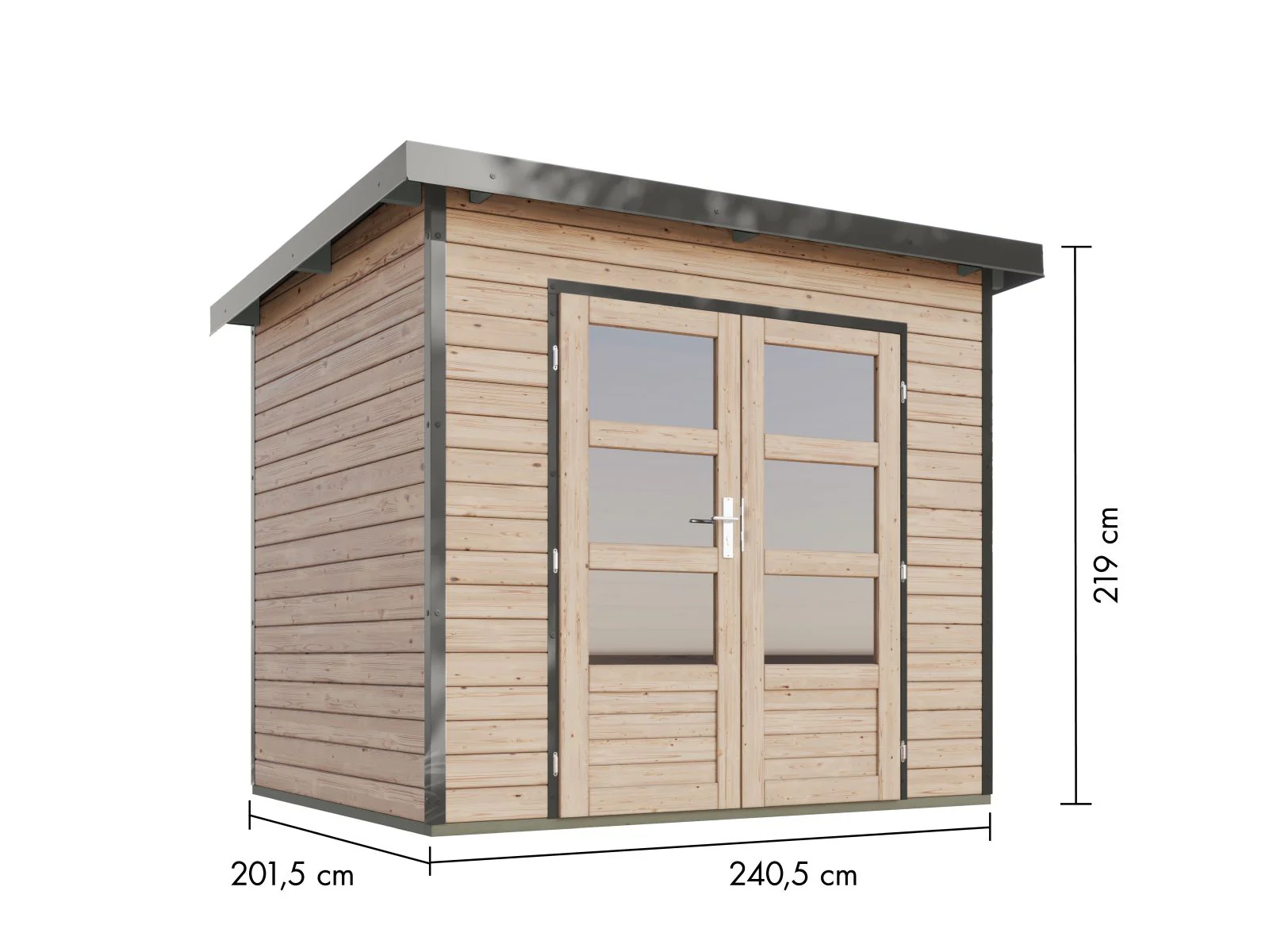 Karibu Hybrid Gartenhaus Pluto 2 A, naturbelassen/graualuminium, 28 mm - Image 3