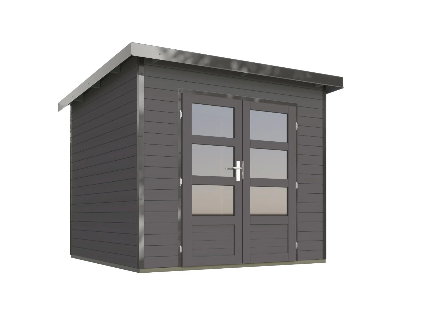 Karibu Hybrid Gartenhaus Pluto 3 B, terragrau/graualuminium, 28 mm - Image 2