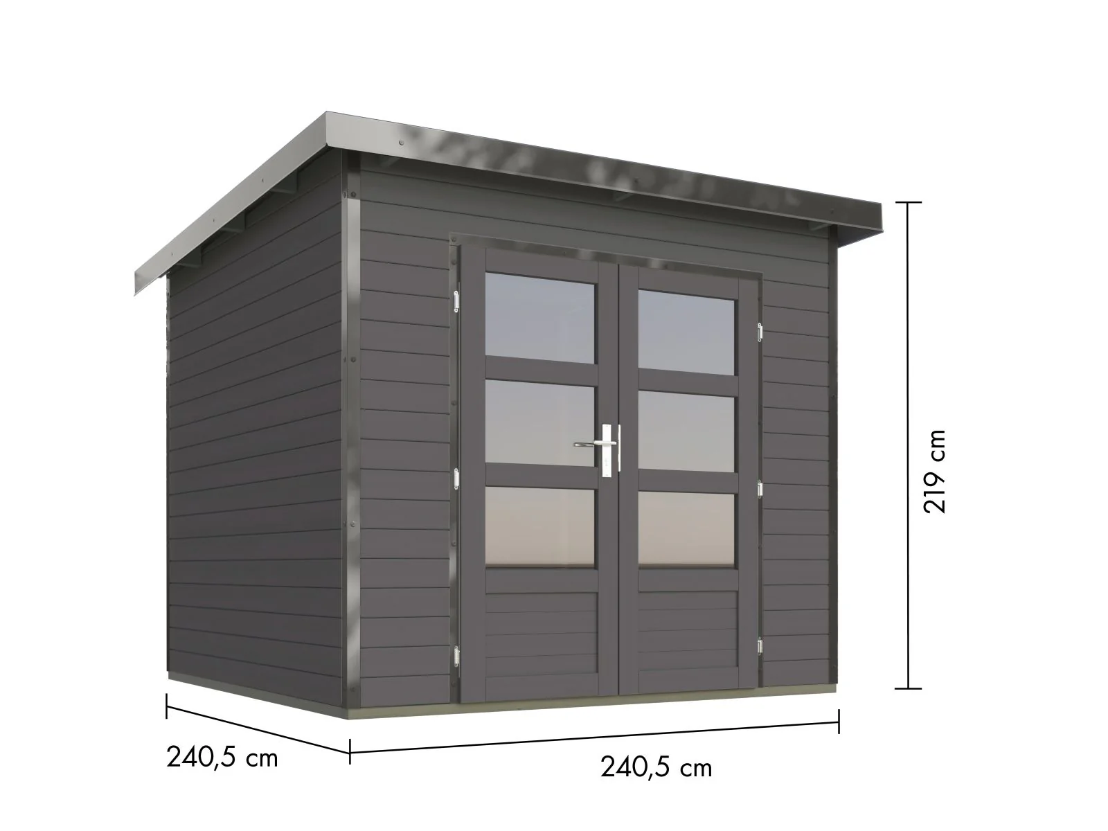 Karibu Hybrid Gartenhaus Pluto 3 B, terragrau/graualuminium, 28 mm - Image 3