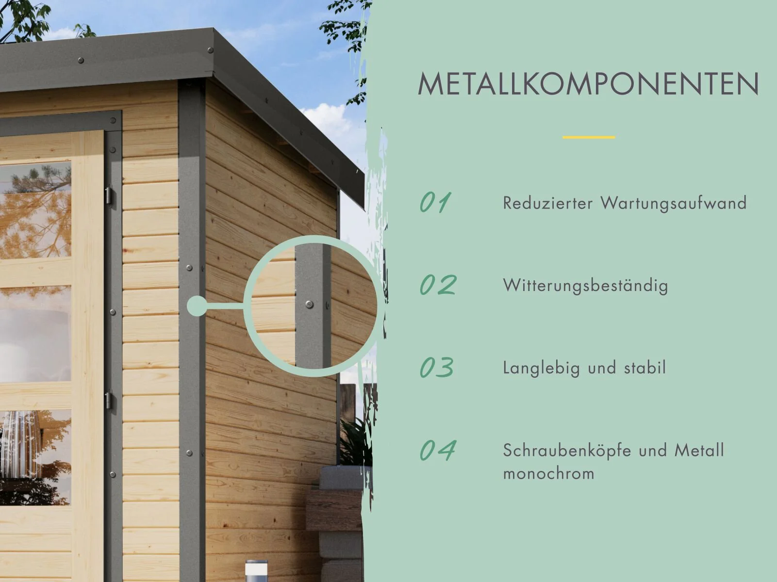 Karibu Hybrid Gartenhaus Pluto 1 B, terragrau/graualuminium, 28 mm - Image 4