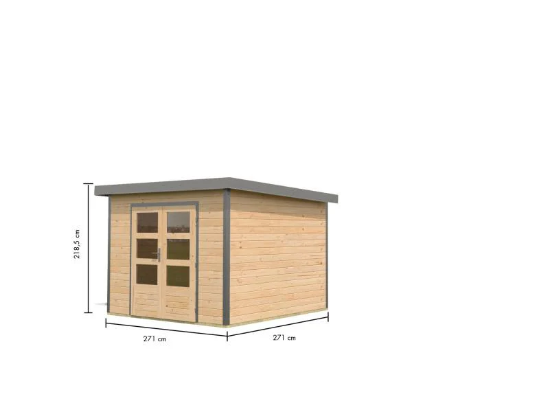 Karibu Hybrid Gartenhaus Pluto 6 A, naturbelassen/graualuminium, 28 mm - Image 3