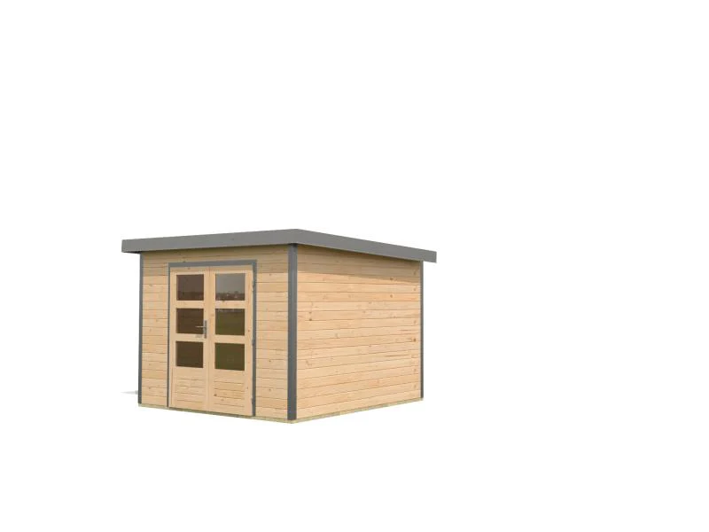 Karibu Hybrid Gartenhaus Pluto 6 A, naturbelassen/graualuminium, 28 mm - Image 5