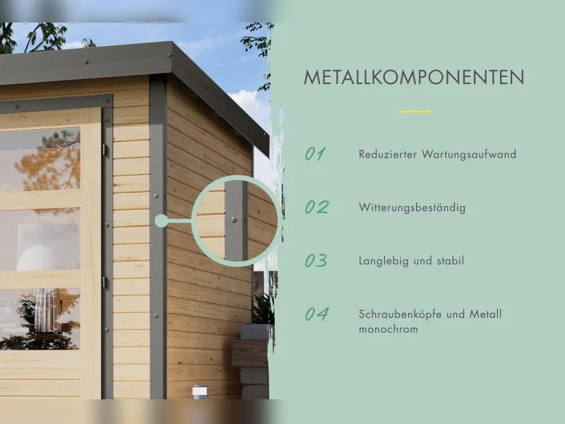 Karibu Hybrid Gartenhaus Pluto 6 B, terragrau/graualuminium, 28 mm - Image 4