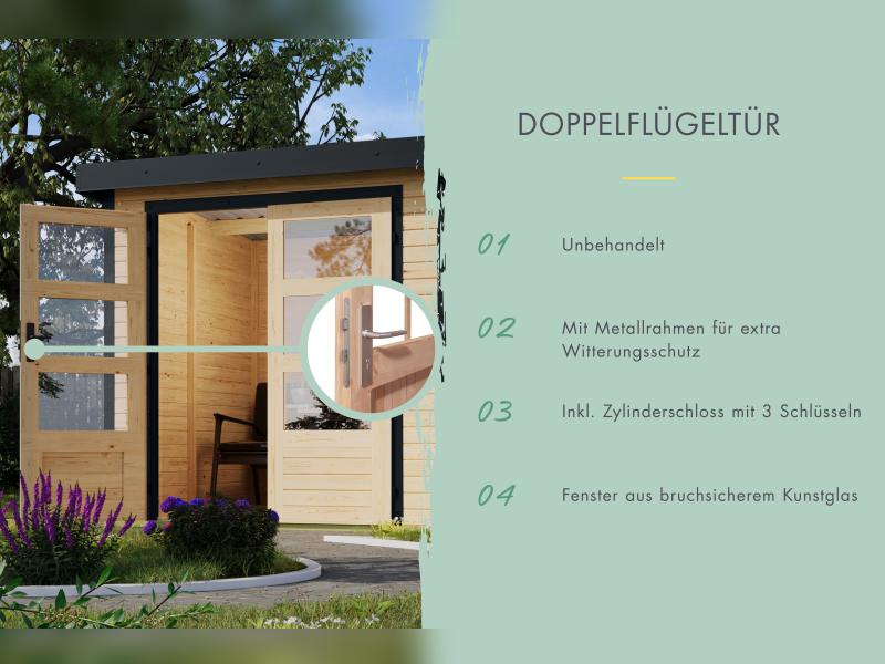 Karibu Hybrid Gartenhaus Pluto 7 A, naturbelassen/anthrazit, inkl. 3 m Anbaudach - Image 6